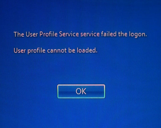 User profile service cannot be loaded