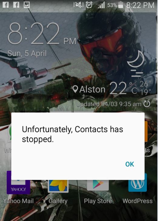 unfortunately app has stopped