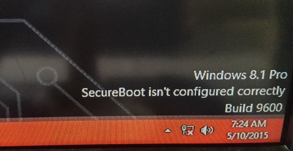 secure boot is not configured correctly