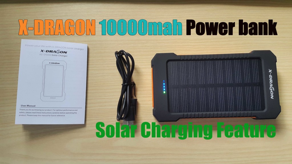 X-DRAGON 10000mah Power bank with Solar Charging