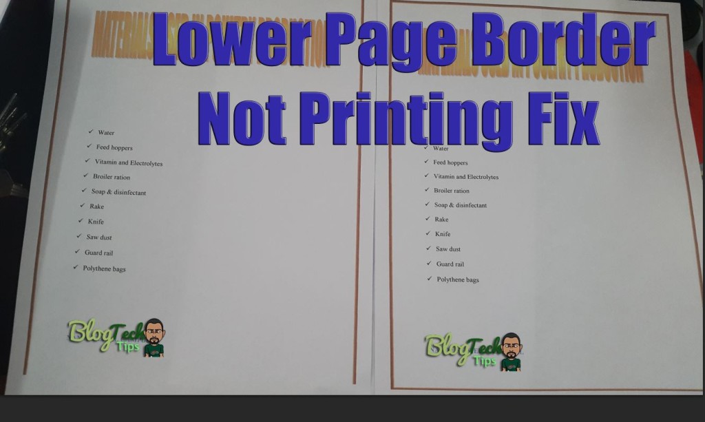 Page borders are set outside the printable area