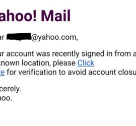 Signed in from unknown location email scam