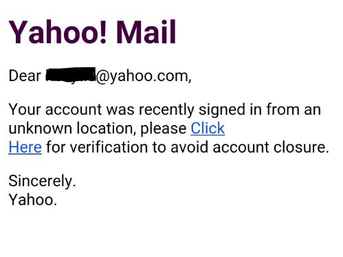 Signed in from unknown location email scam