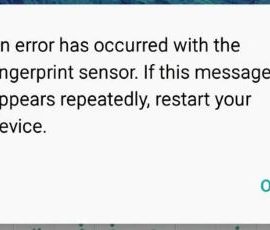 An error has occurred with the fingerprint sensor