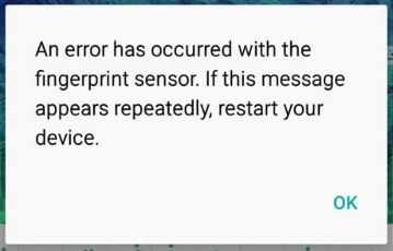 An error has occurred with the fingerprint sensor