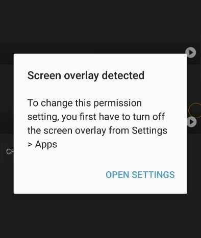 Screen Overlay Detected 