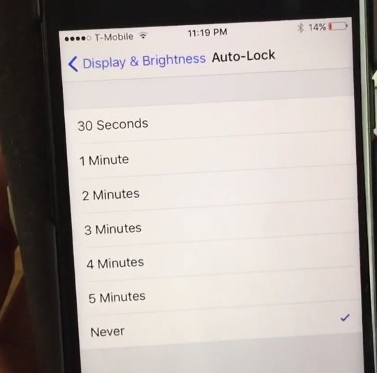 Change Auto Lock Screen Timeout for iPhone 7