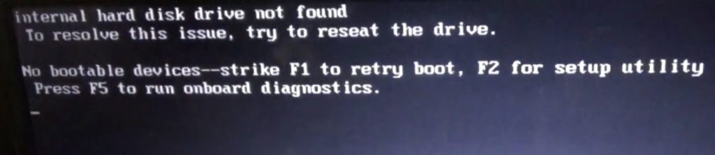 Internal Hard disk not found