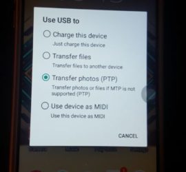 USB for Photo transfer in Android 7.0