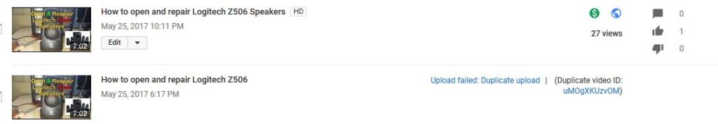 YouTube Duplicate Upload 