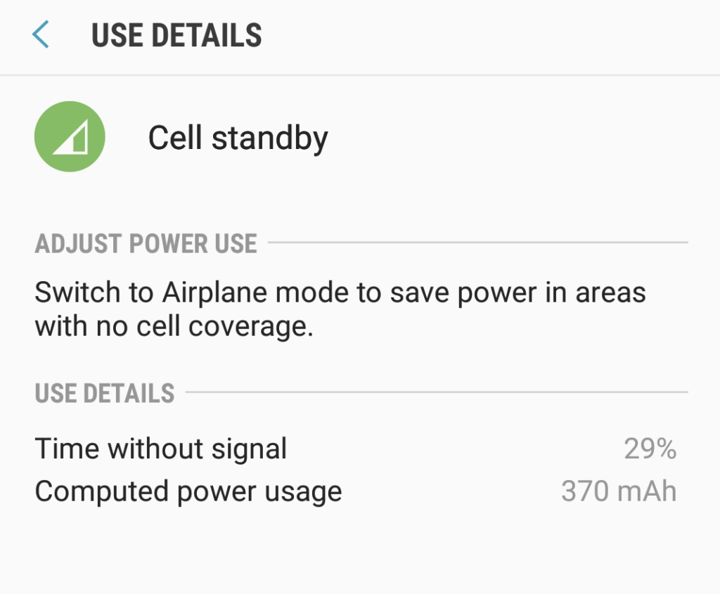 Severe battery drain caused by Cell standby Samsung Galaxy S8