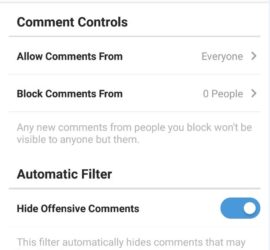 Instagram Control Who Comments on your Posts