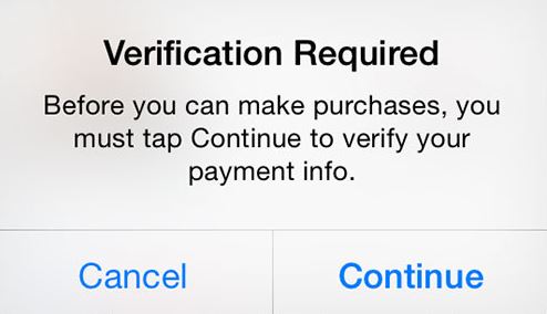 Verification Required Message When Installing Free Apps from The App Store