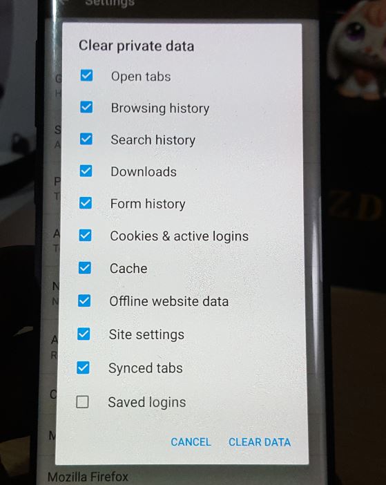 Clear Web Browsing History on Firefox on Android