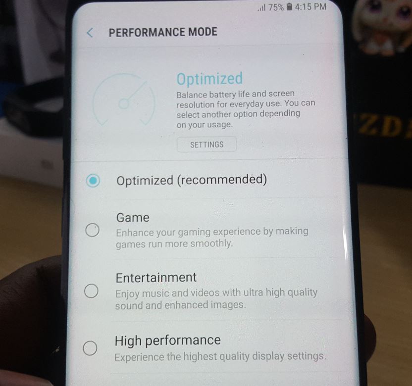change the Galaxy S8 Performance Mode to High Performance