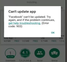 Can't Update App Error Code: 903 Google Play Store