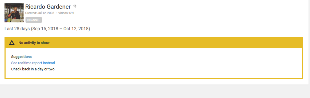 YouTube No Activity to show Analytics Fix