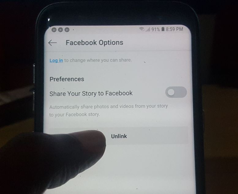 Unlink your Facebook account from your Instagram on Android 
