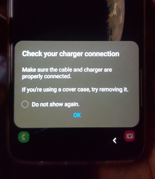 Check Your Charger connection Error