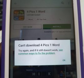 Can't download Try again Google play