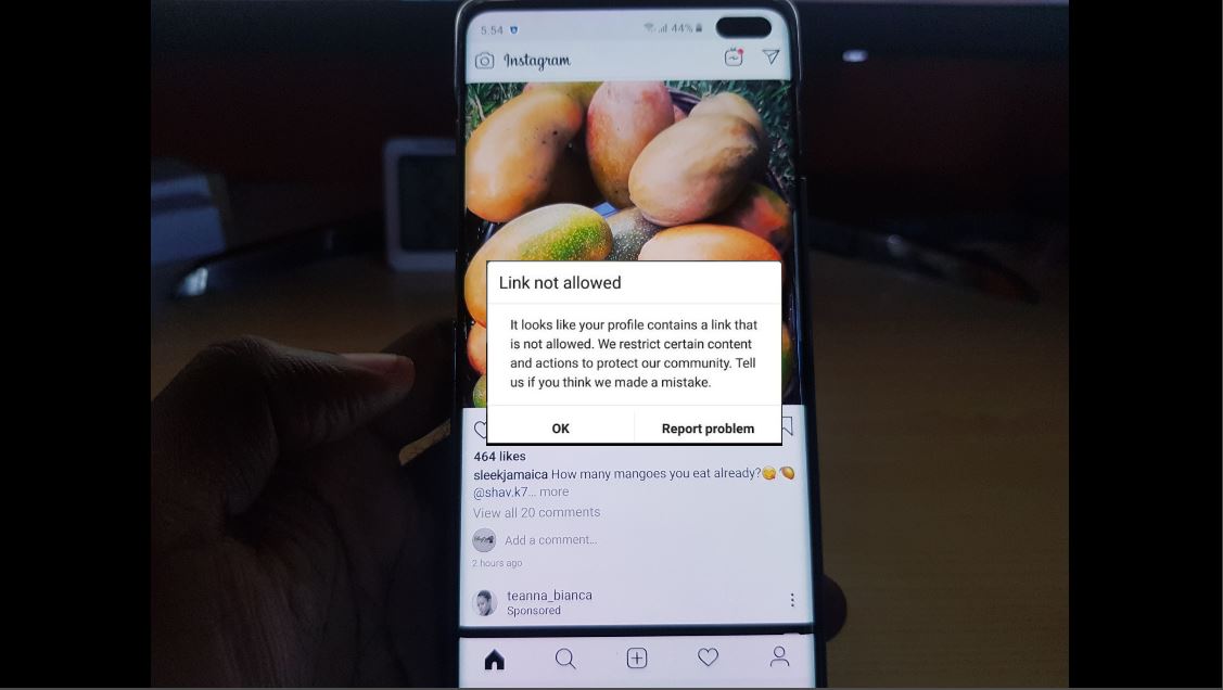 Instagram Link not Allowed Problem Fix