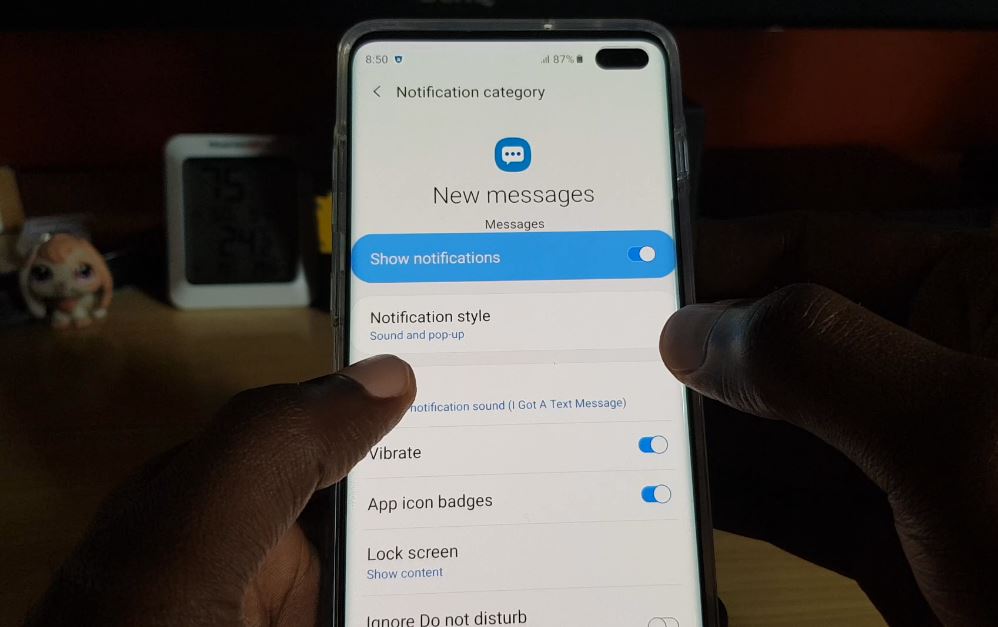 How to Configure SMS Tones and Set up Text Message Notification settings Galaxy S10