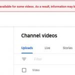 Data is currently unavailable for some videos YouTube Studio Fix