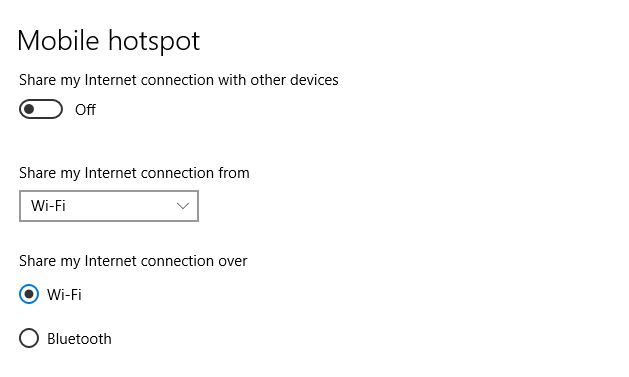 Enable Mobile HotSpot on your Windows 10 computer