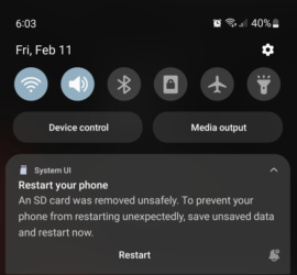 An SD Card was Removed Unsafely Samsung
