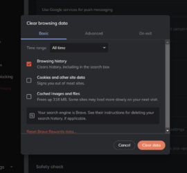 Brave browser Clear History
