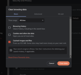Brave Browser Clear Cache